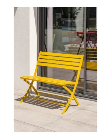 Banc de jardin pliant en aluminium jaune moutarde