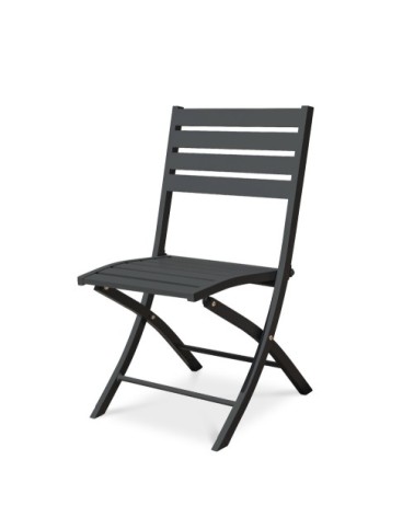 Chaise de jardin pliante en aluminium gris anthracite