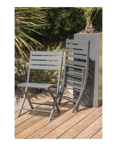 Chaise de jardin pliante en aluminium gris anthracite