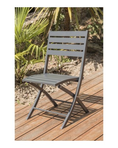 Chaise de jardin pliante en aluminium gris anthracite