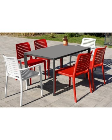 Table de jardin 6 places en aluminium laqué et peinture Epoxy gris