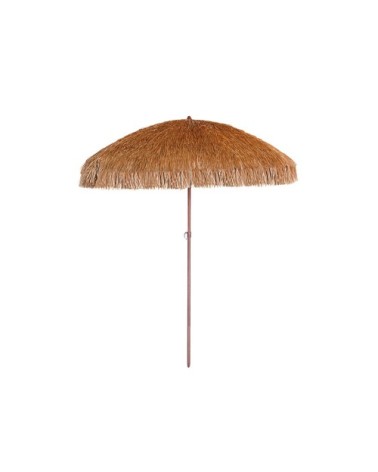 Parasol à franges en acier finition bois