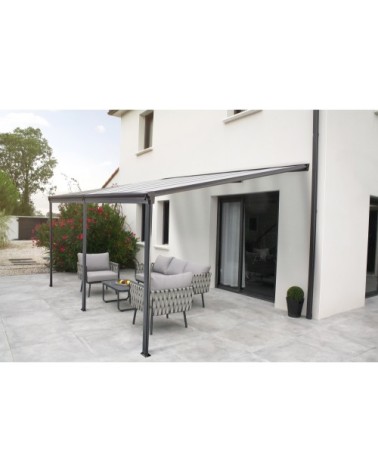 Pergola en polycarbonate et aluminium gris anthracite