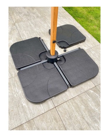 Lot de 4 dalles pour parasol en polypropylène noir