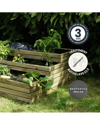 Carré potager en bois marron 115 x 84 x 34 cm 209l