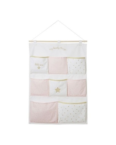 Rangement mural en coton blanc, rose et doré 50x70