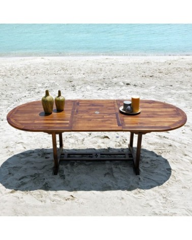 Table de jardin en teck huilé extensible ovale 8/10 pers.