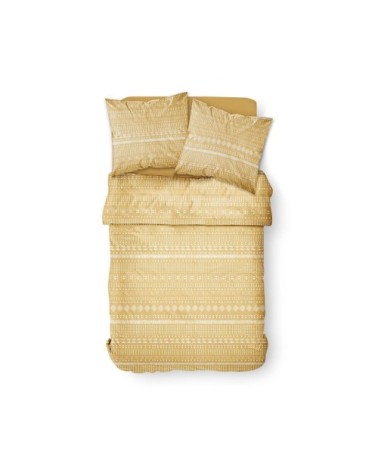 Parure de lit 2 personnes imprimé en Coton Jaune 220x240 cm