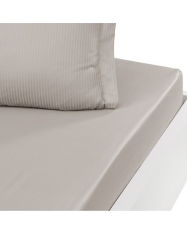 Drap housse uni en satin de coton Taupe 180x200 cm