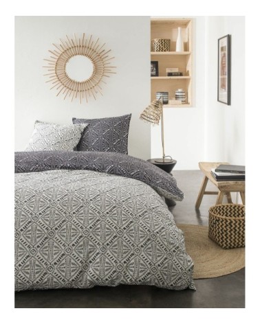 Parure housse de couette coton noir 240x260 cm