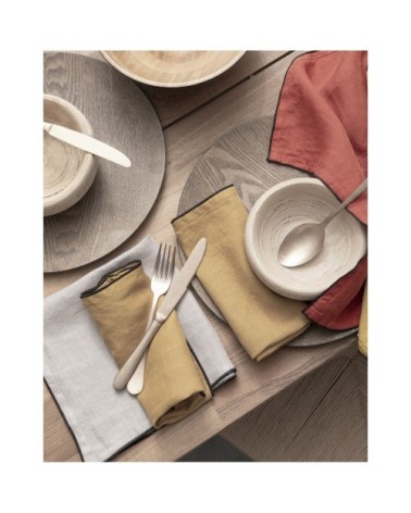 Serviette de table lin lave jaune 41x41 cm