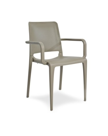 Fauteuil de jardin empilable en polypropylène renforcé taupe