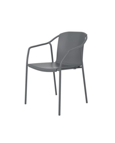 Fauteuil de jardin en aluminium laqué et polypropylène gris