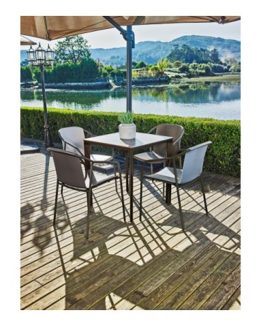 Fauteuil de jardin en aluminium laqué et polypropylène gris