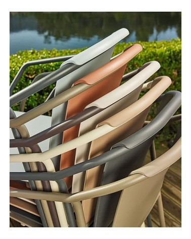 Fauteuil de jardin en aluminium laqué et polypropylène gris