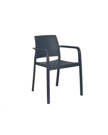 Fauteuil de jardin en polypropylène renforcé gris anthracite