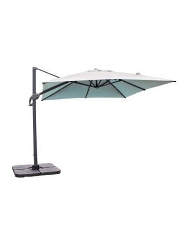 Parasol avec pied excentré en acier et toile grise