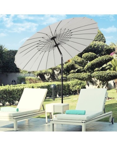Parasol inclinable rond crème