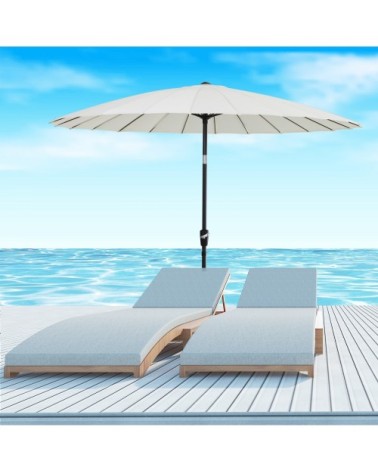 Parasol inclinable rond crème