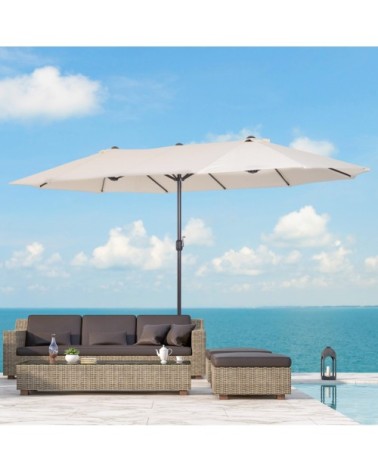 Grand parasol acier polyester haute densité crème