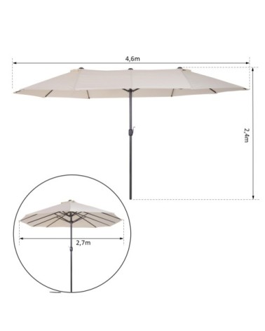 Grand parasol acier polyester haute densité crème