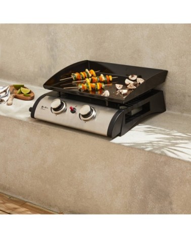 Plancha au gaz porthos 2 brûleurs 5 kw barbecue cuisine extérieure