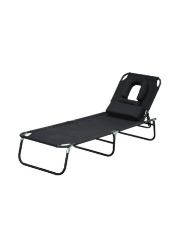 Bain de soleil inclinable pliable noir