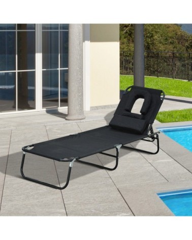 Bain de soleil inclinable pliable noir