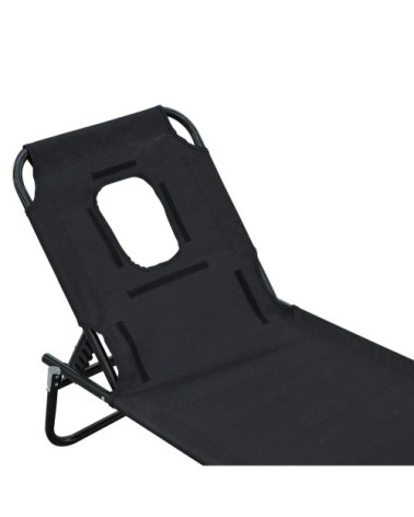 Bain de soleil inclinable pliable noir