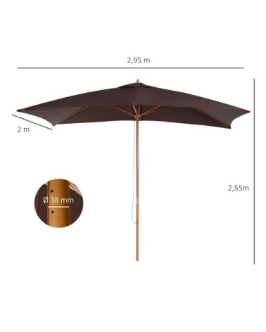 Parasol droit rectangulaire chocolat