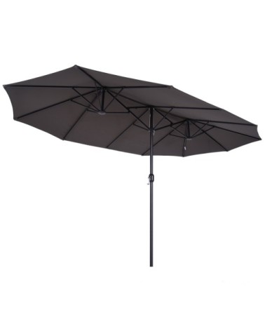 Grand parasol acier polyester haute densité gris