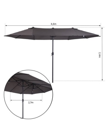 Grand parasol acier polyester haute densité gris