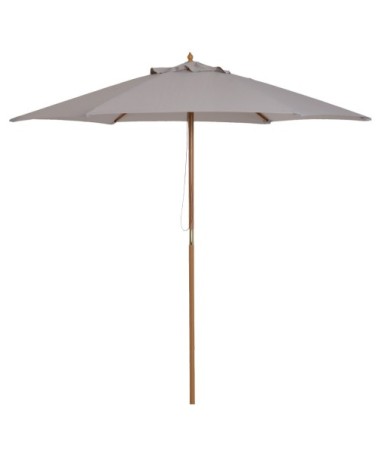 Parasol droit rond grande taille de jardin bambou gris D2,5cm