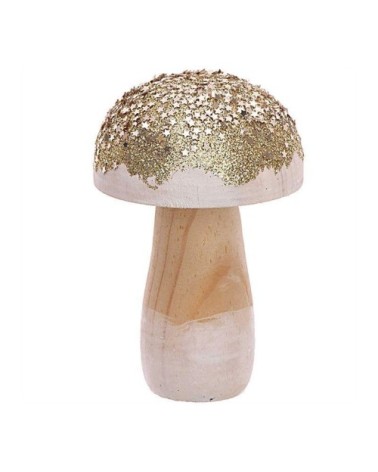 Petit champignon en bois doré H10cm
