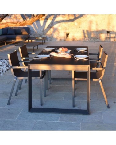 Table en aluminium et verre extensible 8 places gris anthracite