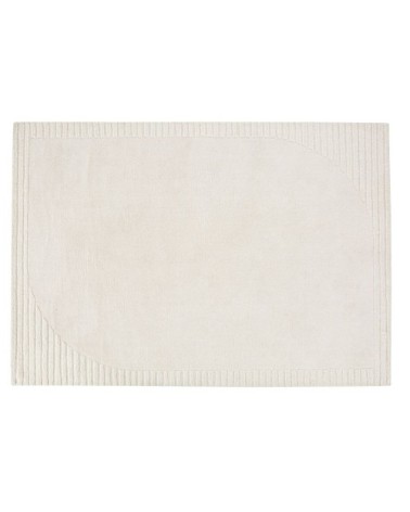 Tapis en laine et coton tuftés main écrus motifs noués 140x200