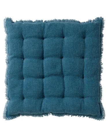 Galette de chaise bleu en coton 40x40 cm uni