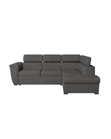 Canapé d'angle droit convertible, tissu gris foncé - méridienne 188cm