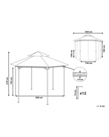 Tonnelle de jardin hexagonale beige ? 350 cm