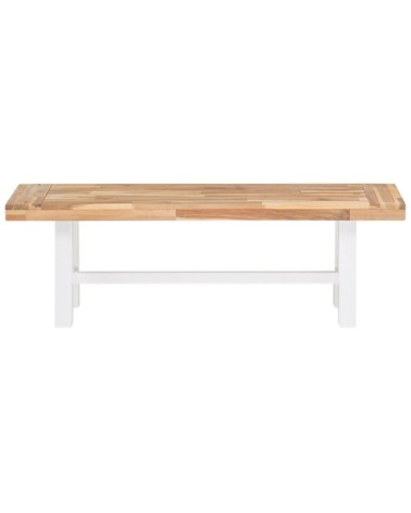 Banc de jardin en bois d'acacia clair et blanc 140 cm