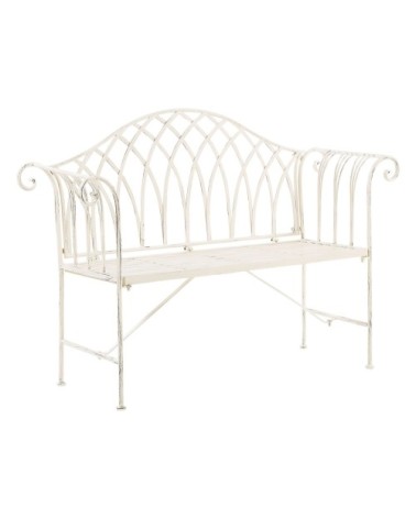 Banc de jardin en acier blanc 130 cm