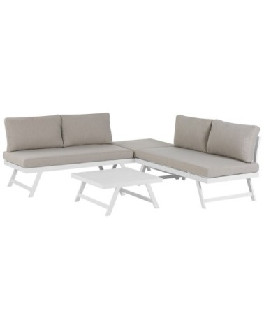 Set de salon 5 personnes en aluminium gris