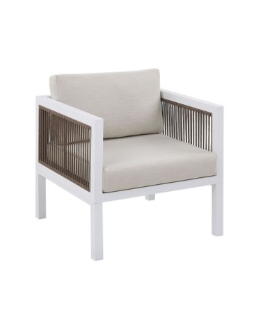 Salon de jardin blanc marron 5 places