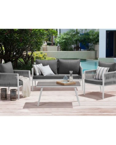 Salon de jardin 4 places gris foncé