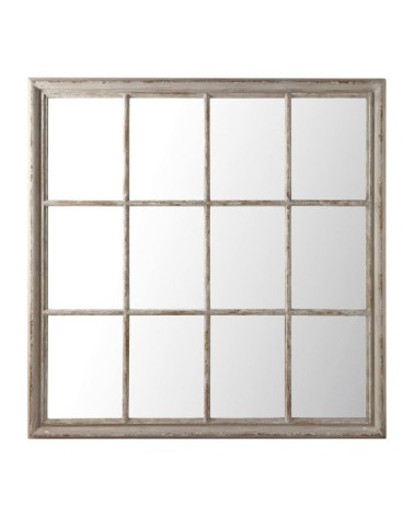 Miroir fenêtre en bois de paulownia gris 120x120