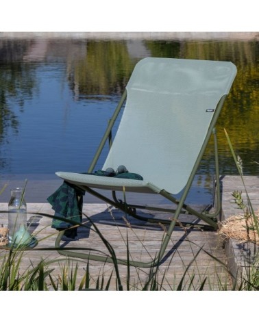 Lot de 2 transats jardin pliants multi-positions en acier vert