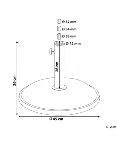 Pied de parasol rond en béton noir ? 45 cm