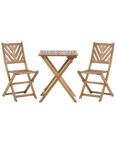 Salon de jardin bistrot table et de 2 chaises en bois