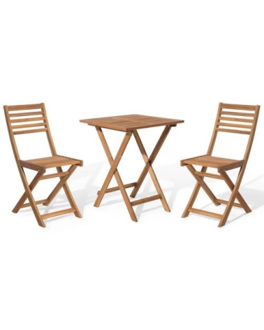 Table et 2 chaises de jardin en bois