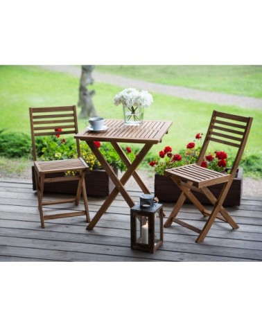 Table et 2 chaises de jardin en bois